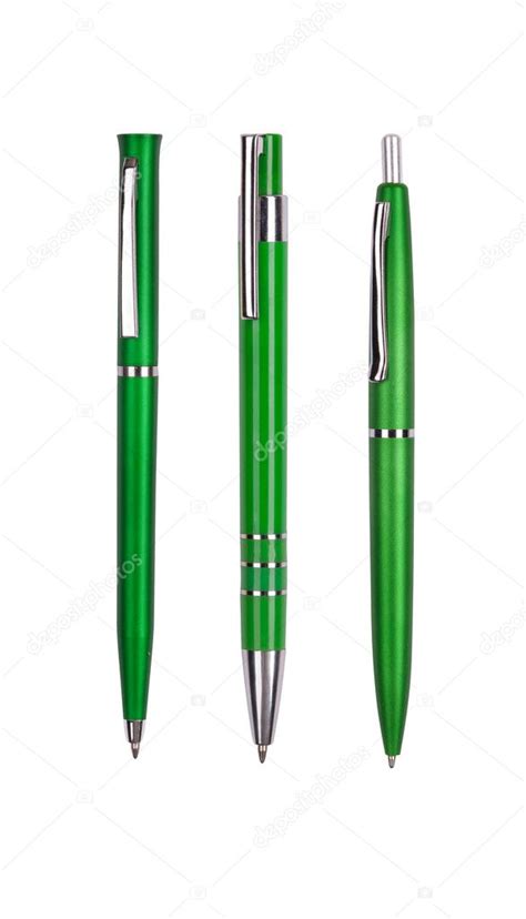 Three Green Pens Isolated On White — Stock Photo © Svyatoslavlipik 5132777