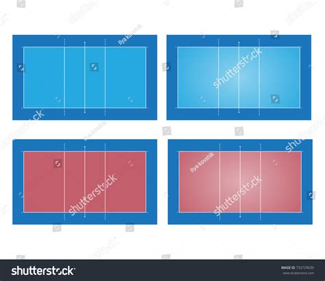 Set Volleyball Court Field Vector Illustration Stock Vector Royalty