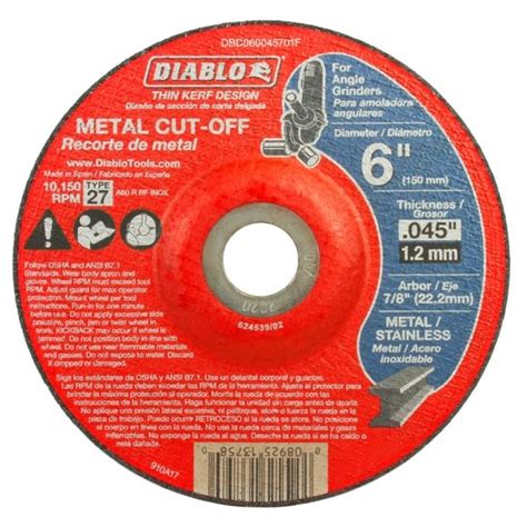 Diablo Steel Demon 6" Type 1 Metal Cut-Off Disc DBDS60045101F | Zoro