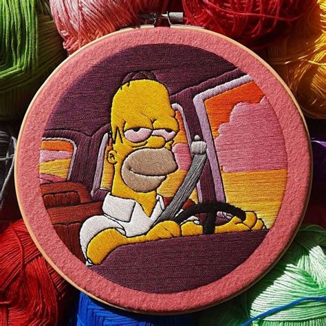 I Recreate My Favorite Scenes From The Simpsons With Embroidery 64