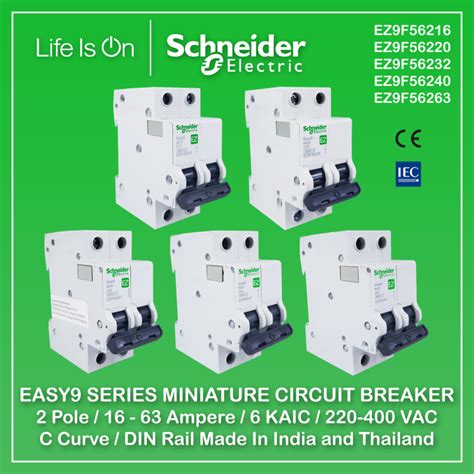 Schneider Electric Easy9 Series Miniature Circuit Breaker 2 Pole 16A