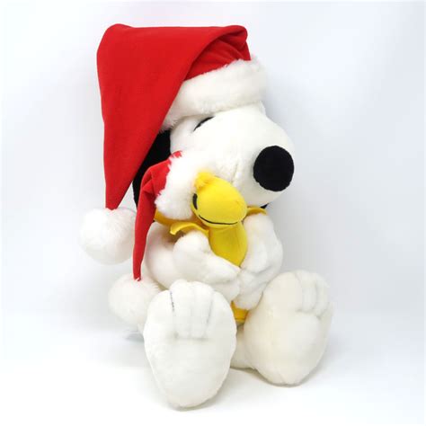 Santa Snoopy Hugging Woodstock Christmas Plush Toy