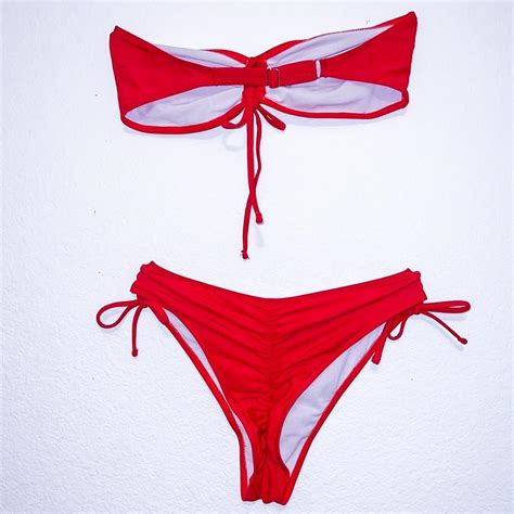 Shein Womens Red Bikinis And Tankini Sets Depop