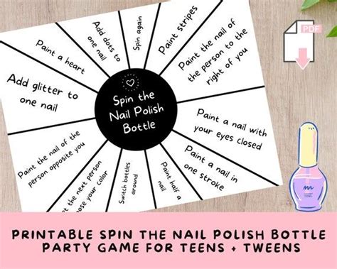 Printable Spin The Nail Polish Bottle Game For Tween And Etsy Artofit