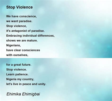 Stop Violence - Stop Violence Poem by Ehimika Ehimigbai