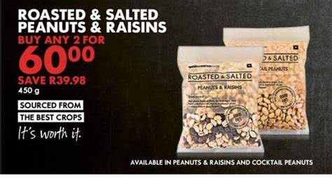 Roasted And Salted Peanuts And Raisins Offer At Woolworths