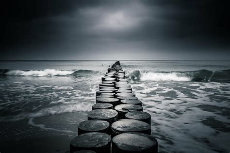 Hd Wallpaper Brown Wooden Dock Surrounded By Body Of Water During