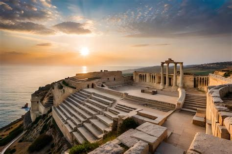 Una Vista Del Atardecer Del Anfiteatro De Jerash T Nez Foto Premium