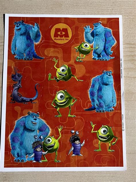 Vintage Stickers Hallmark Disney Monsters Inc Mike And Sully