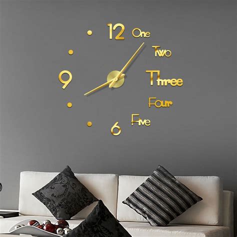 Frameless DIY Wall Mute Clock Mirror Surface Sticker Home Office Decor