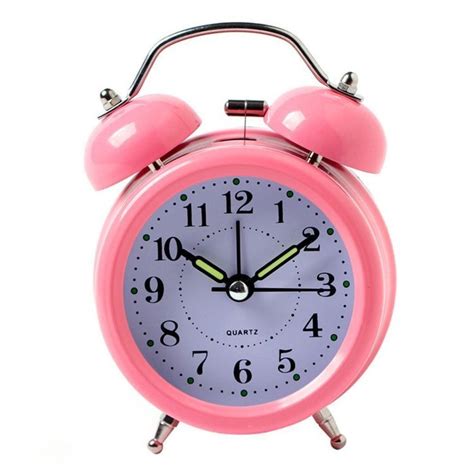 Surborder Shop Pink 3 Inch Twin Bell Analog Alarm Clock Battery