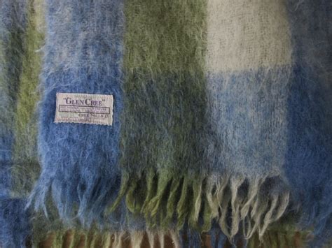 Glen Cree Mohair Blanket Made In Scotland Blues And