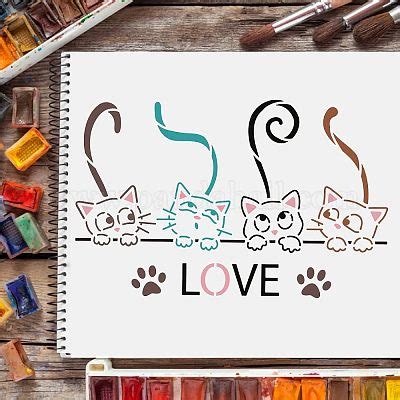 Wholesale FINGERINSPIRE Cat Stencils 29 7x21cm Love Cat Pattern Stencil