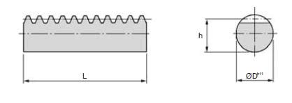 Crémaillère section circulaire Matière Acier module 1 6 Longueur