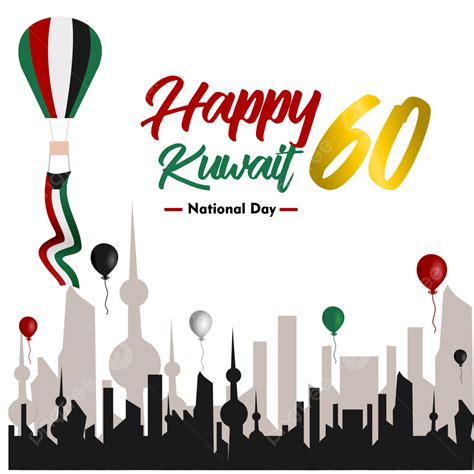 Kuwait National Day With A Beautiful Big City Element And Air Balloon