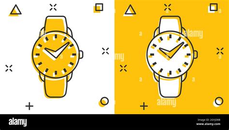 Wrist Watch Icon In Comic Style Hand Clock Cartoon Vector Illustration