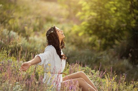 Beautiful Carefree Woman In Fields Featuring Happy Woman And Carefree