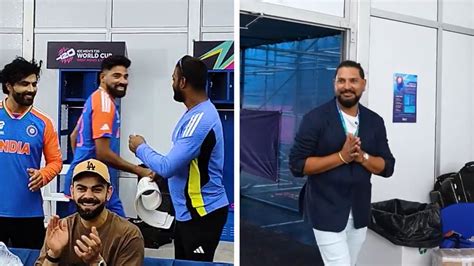 Ind Vs Usa Yuvraj Singh Enters India S Dressing Room Siraj Gets