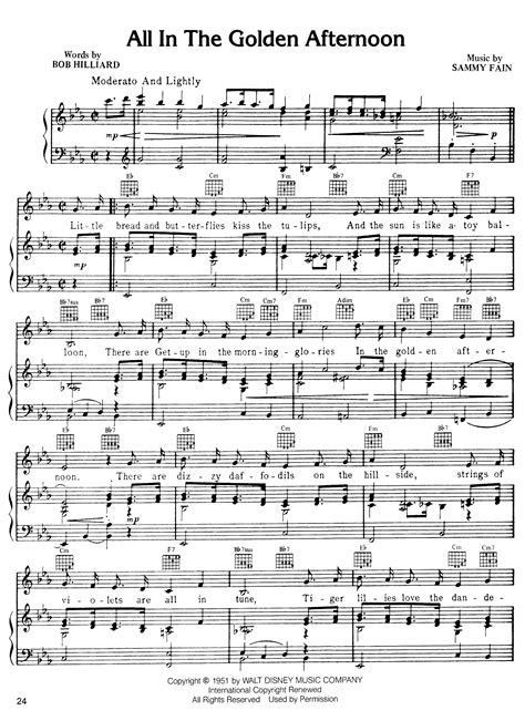 Alice In Wonderland All In The Golden Afternoon Sheet Music Pdf Free