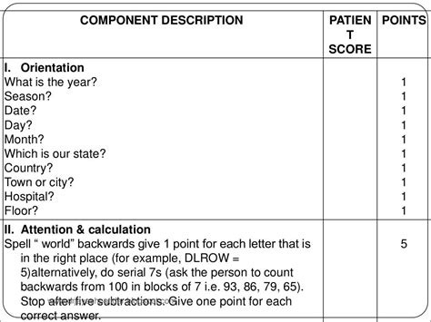 Mini Mental Status Score