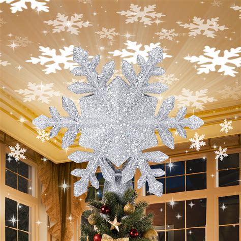 Buy Christmas Tree Topper Lighted With Projection Slides Snowflake