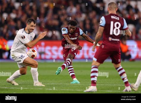 Mohammed Kudus Of West Ham United Shoots At Goal West Ham United V