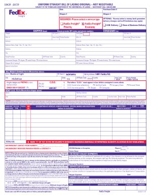 Fillable Online Uniform Straight Bill Of Lading Original Not