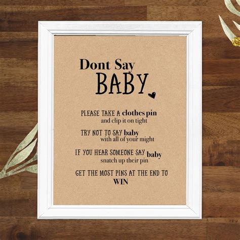 Don T Say Baby Printable Game