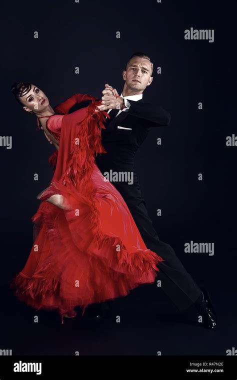 Dance Ballroom Couple In A Dance Pose On Black Background Sensual