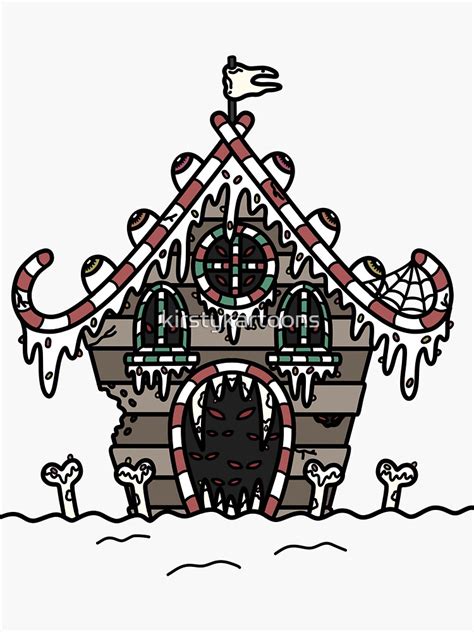 Haunted Gingerbread House Sticker For Sale By Kirstykartoons Redbubble