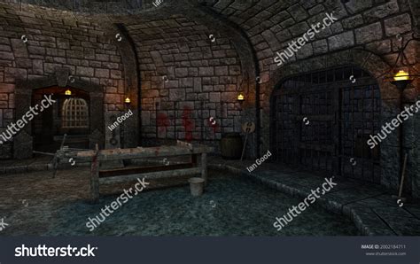 Medieval Castle Dungeon Prison Cell Torture Stock Illustration ...