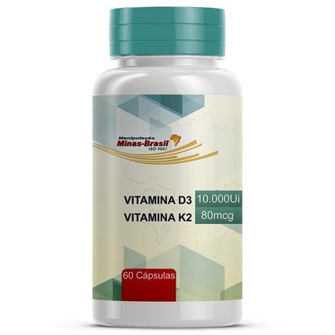 Comprar Vitamina D3 10 000 Ui Vitamina K2 80mcg 60 Cápsulas