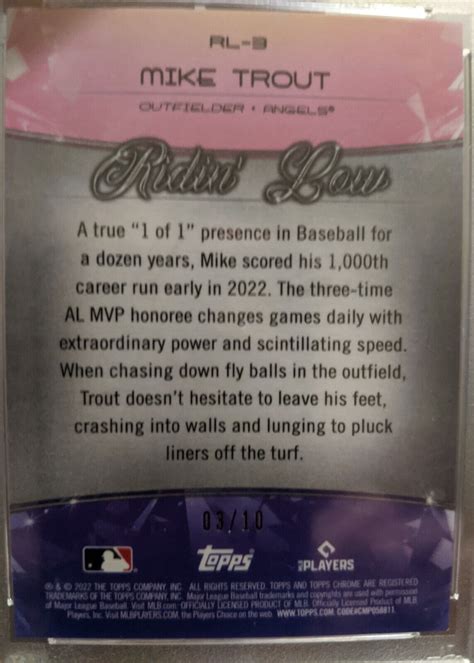 Topps Ben Baller Chrome Mike Trout Ridin Low Rose Gold Ref