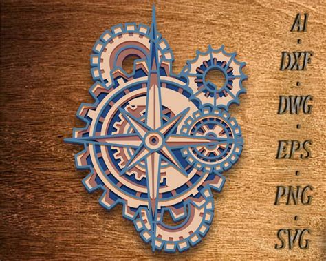 Mechanic Compass Laser Cut File Svg Layered Marine Instant Etsy Australia