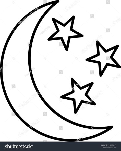 Vector Moon Stars Outline Icon Design Stock Vector (Royalty Free ...