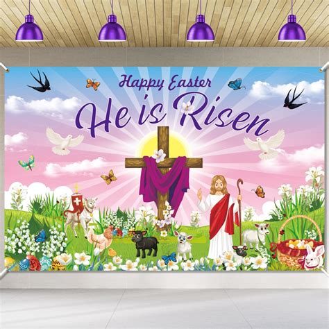 Amazon HOWAF Easter He Is Risen Backdrop Banner Easter Religious