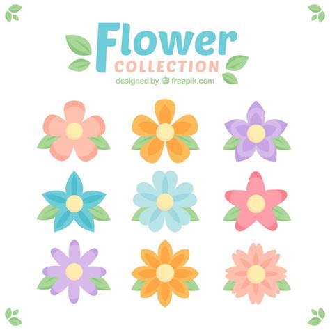 Colección de flores en colores pastel Vector Gratis