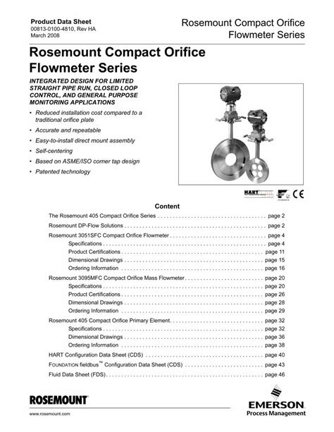 Pdf Rosemount Compact Orifice Flowmeter Series Instrumart