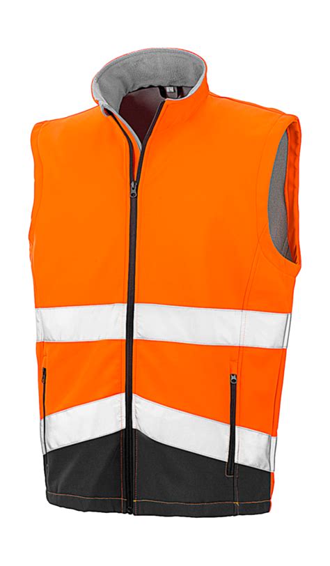 Printable Safety Softshell Gilet Fluorescent Orangeblack Imprimé Et