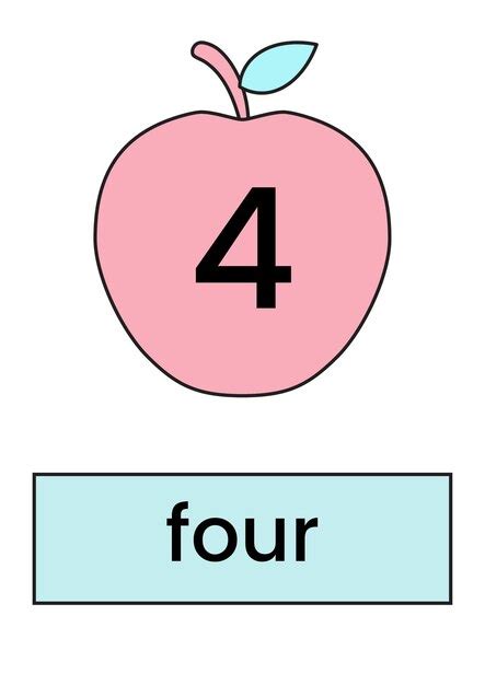 Premium Vector | Kindergarten cute numbers worksheets handdrawn four 4