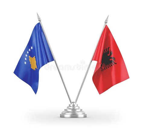 Albania and Kosovo Flags. Waving Flag Design,3D Rendering. Albania ...