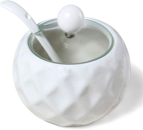 Sugar Bowl Ceramic Sugar Bowl With Lid And Spoon And Bamboo Lid 88oz