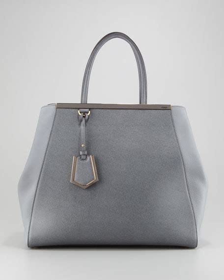 Fendi 2jours Large Vitello Elite Tote Bag Gray