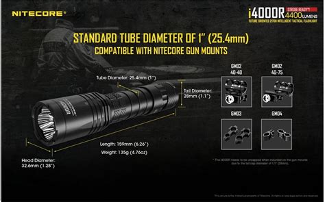 NITECORE I4000R 4400 Lumen USB C Rechargeable Tactical Flashlight