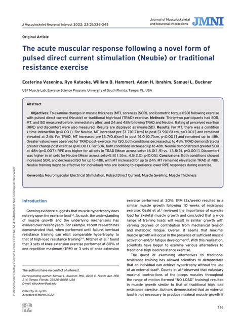 PDF The Acute Muscular Response Following A Novel Form Of Pulsed