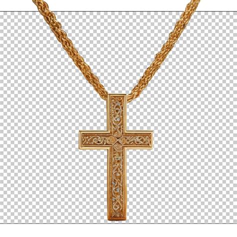 Premium Psd Golden Color Of Chain With Christians Cross Sign