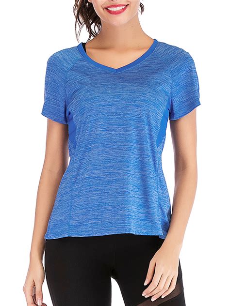 Women Quick Dry Slim Fit Sports Yoga Shirts Tops Active Wear Mesh Tops