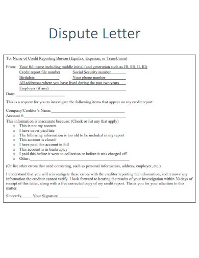 Free 15 Dispute Letter Samples In Pdf