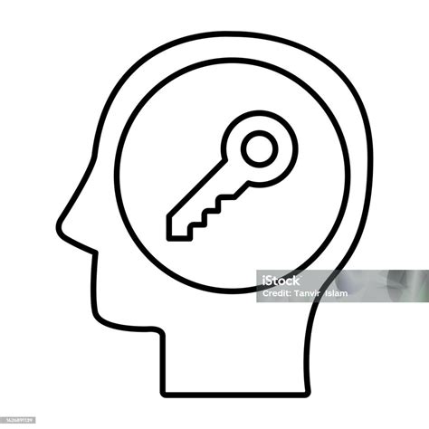 Ilustración De Icono De La Clave De La Mente En El Estilo De Esquema Y