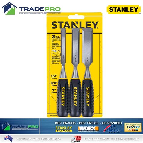 Genuine Stanley Heavy Duty 3 Piece Forged Hardened Chisel Set Wood Cut